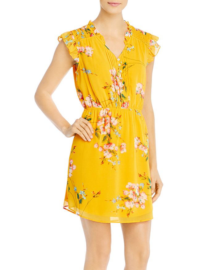Daniel Rainn Printed Flutter-Sleeve Dress | Bloomingdale's