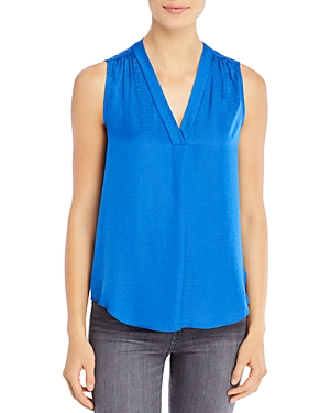 Vince Camuto V-neck Rumple Satin Blouse In Dusk Blue
