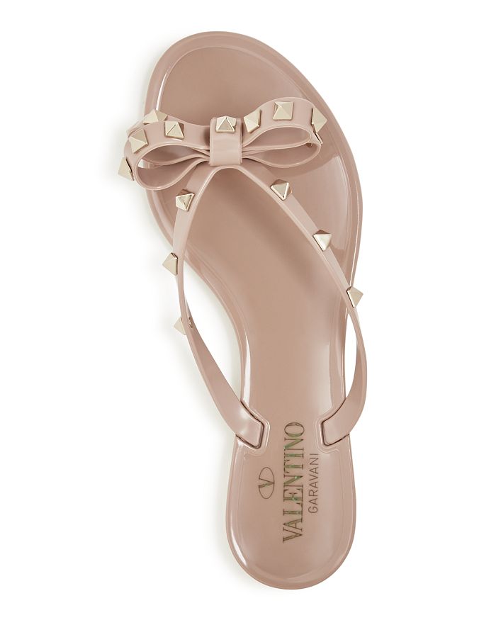Shop Valentino Women's Summer Rockstud Pvc Thong Sandals In Poudre