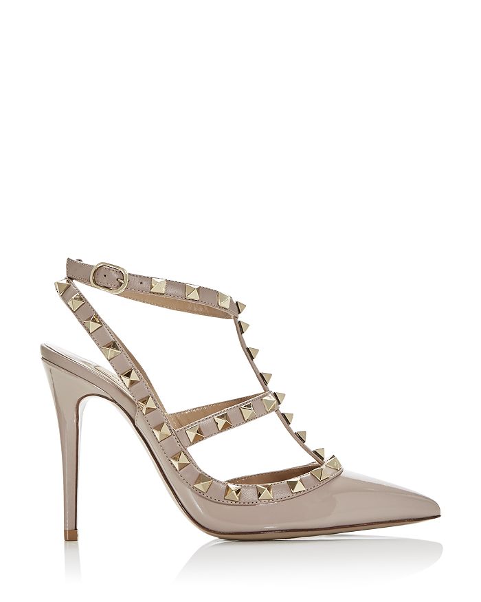 Valentino Women's Rockstud Cage Leather Pumps With Studs In Poudre