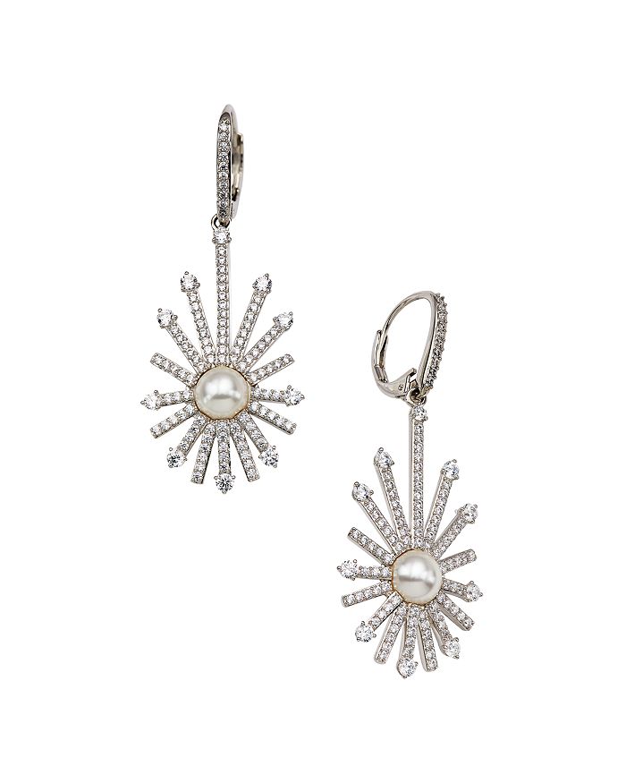 Nadri Nadi Ambrosia Cubic Zirconia & Imitation Pearl Starburst Drop Earrings In Silver/white