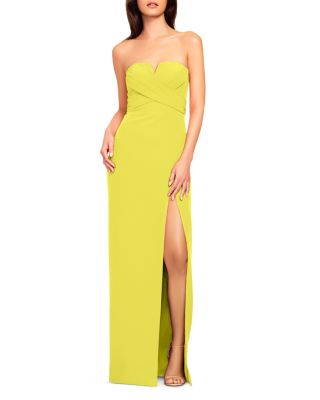 strapless crepe gown