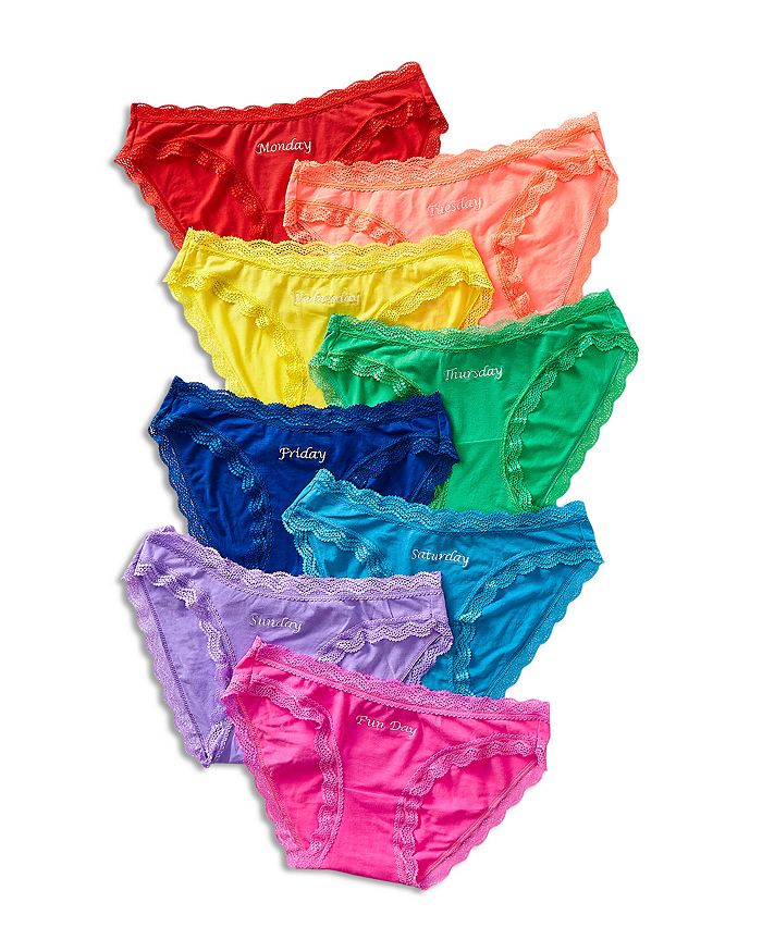 Stripe and Stare Days Of The Week Low-Rise Briefs, Pack of 8