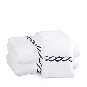 Matouk Classic Chain Milagro Hand Towel - 100% Exclusive In White/navy