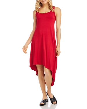 Karen Kane Sleeveless Asymmetrical Hem Dress In Red