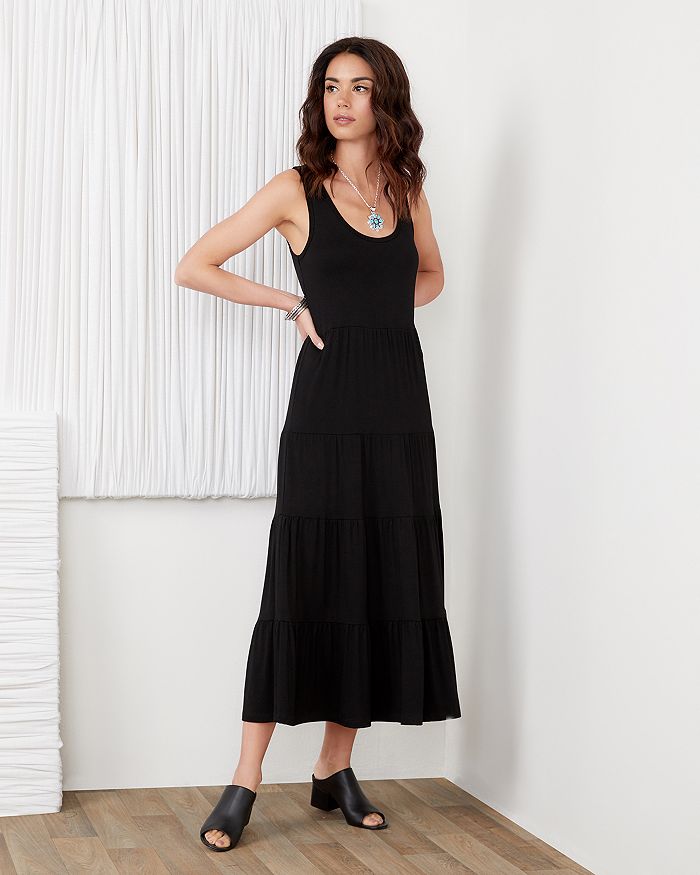 Shop Karen Kane Tiered Midi Dress In Black