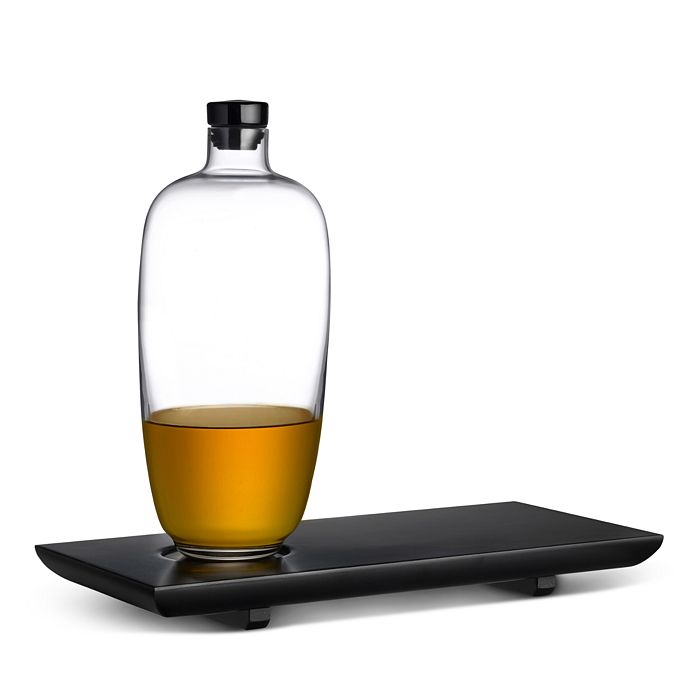 Shop Nude Glass Malt Whiskey Bottle Tall With Wooden Tray
