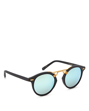 Krewe St. Louis Polarized Sunglasses, 46mm In Matte Black/aqua