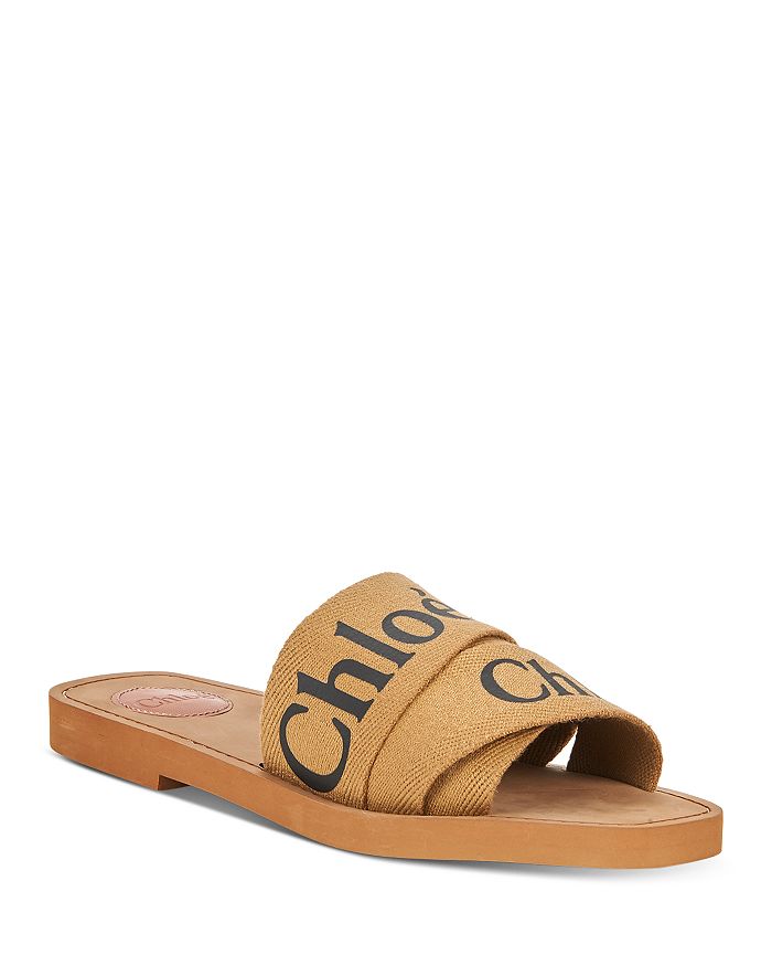 Chloé Woody Flat Logo Ribbon Slide Sandals In 6o8 Hot Pink | ModeSens