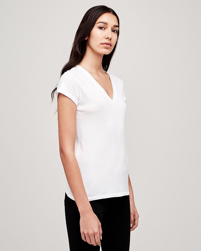 Shop L Agence L'agence Becca Cotton V-neck Tee In White