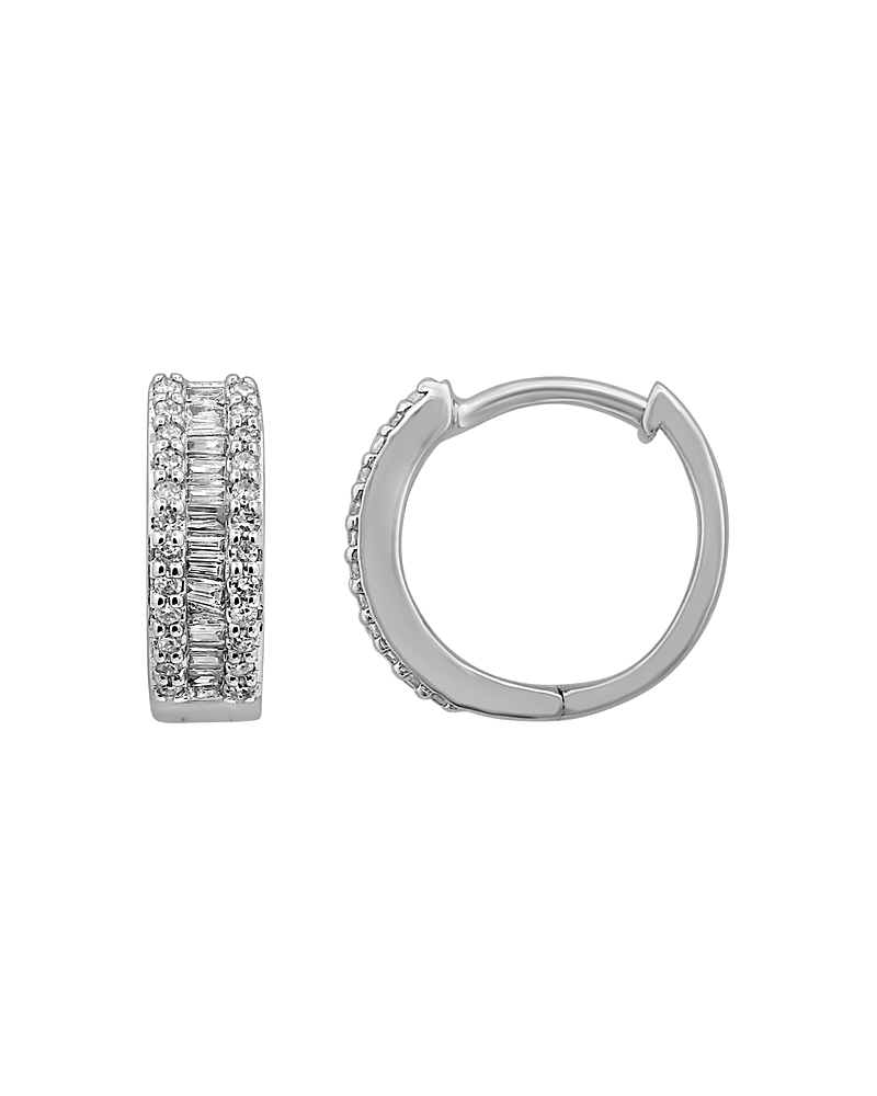 Bloomingdale's Diamond Baguette Hoop Earrings In 14k White Gold, 0.25 Ct. T. W. - Exclusive In White