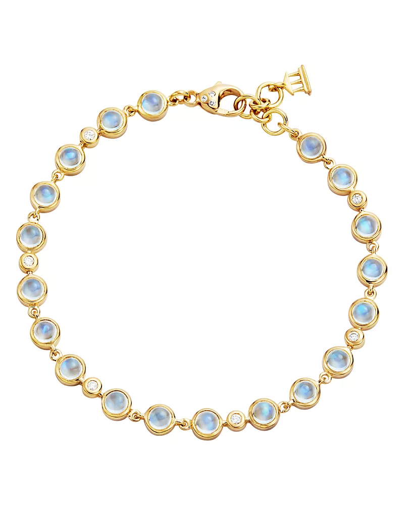 Temple St. Clair 18K Gold Small Bracelet with Royal Blue Moonstone and Diamonds