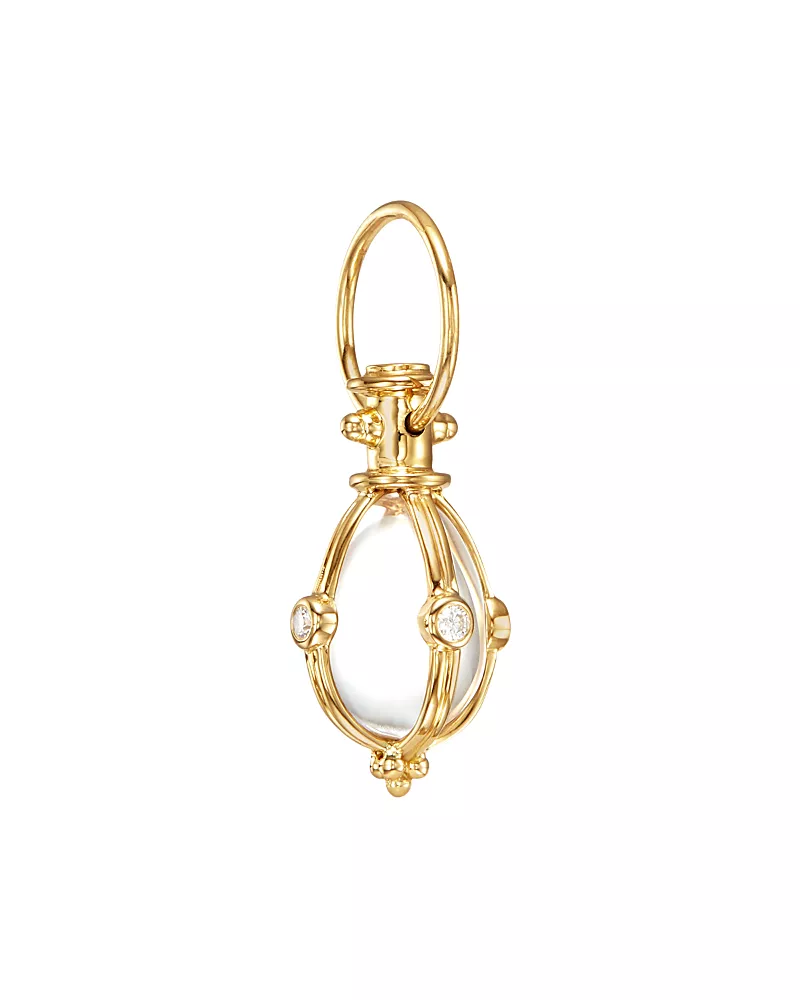Temple St. Clair Crystal Diamond Pendant Set In 18K Yellow Gold, 0.22 ct.