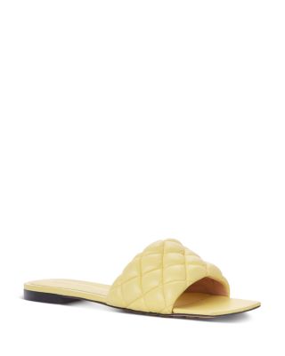Bottega Veneta Women's Square Toe Quilted Slide Sandals In Pear