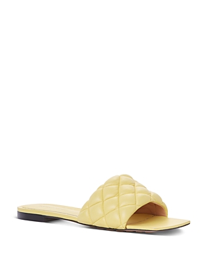 Bottega Veneta Women's Square Toe Quilted Slide Sandals In Pear