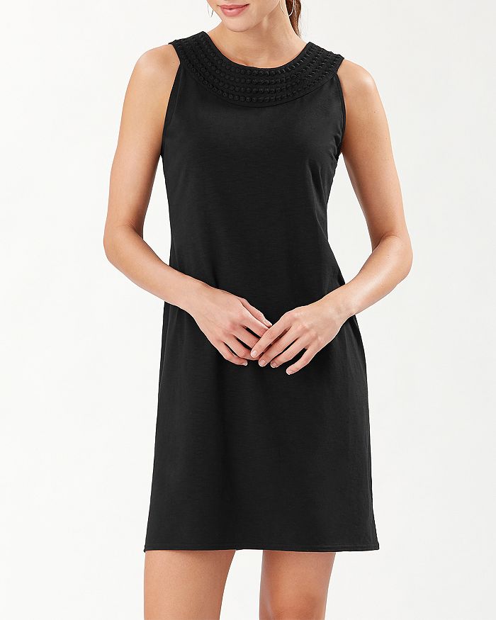 Tommy Bahama Pearl Embroidered Shift Dress In Black