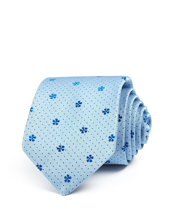 Paul Smith Floral & Dot Silk Skinny Tie In Navy