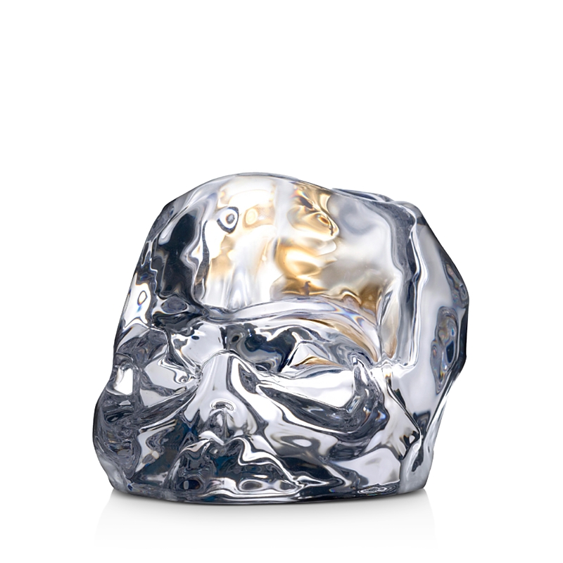 Nude Glass Memento Mori Faceted Clear Skull Tealight Holder