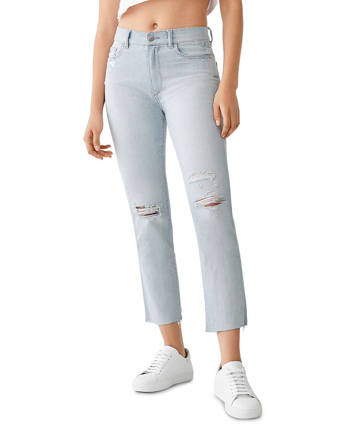 Dl 1961 Mara Ripped Straight Ankle Jeans In Ross