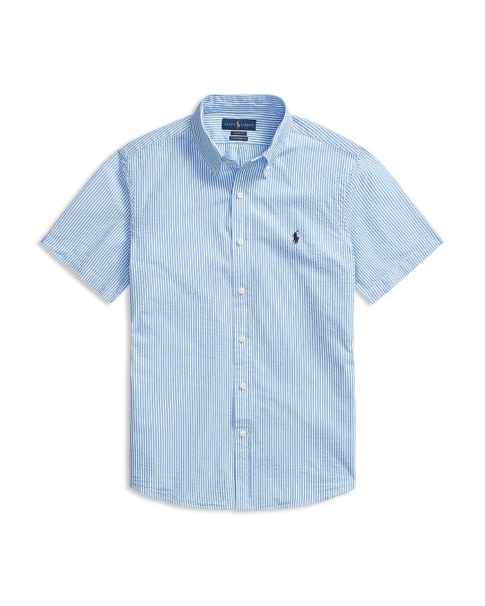 Polo Ralph Lauren Men's Big & Tall Classic Fit Seersucker Shirt In Blue / White