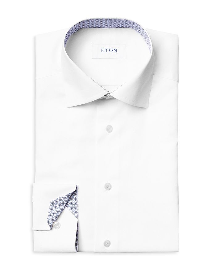 ETON COTTON STRETCH TWILL GEOMETRIC CONTEMPORARY FIT DRESS SHIRT,100001092-00