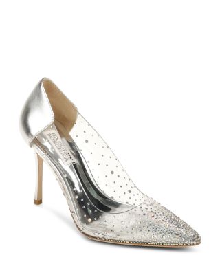 designer silver evening shoes
