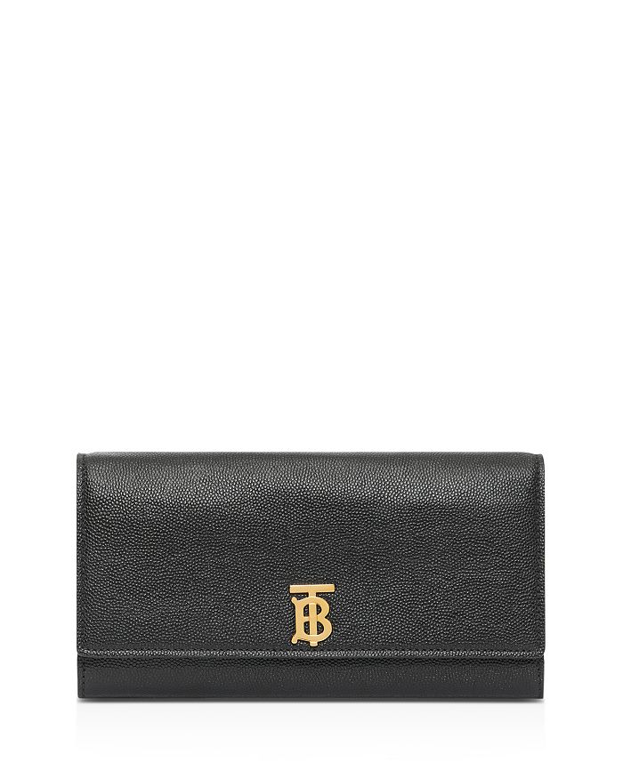 Burberry Monogram Motif Grainy Leather Continental Wallet In Black/gold