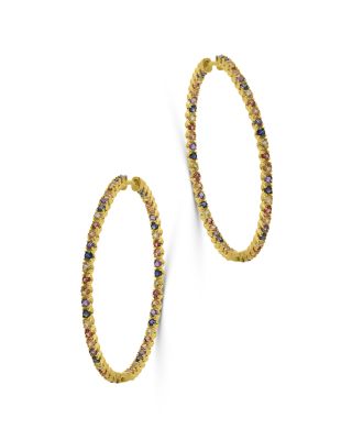 Bloomingdale's Fine Collection - Rainbow Sapphire Inside Out Hoop Earrings in 14K Yellow Gold