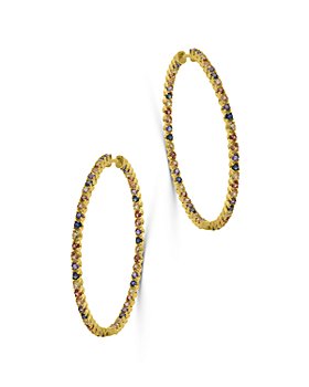 Bloomingdale's - Rainbow Sapphire Inside Out Hoop Earrings in 14K Yellow Gold 100% Exclusive