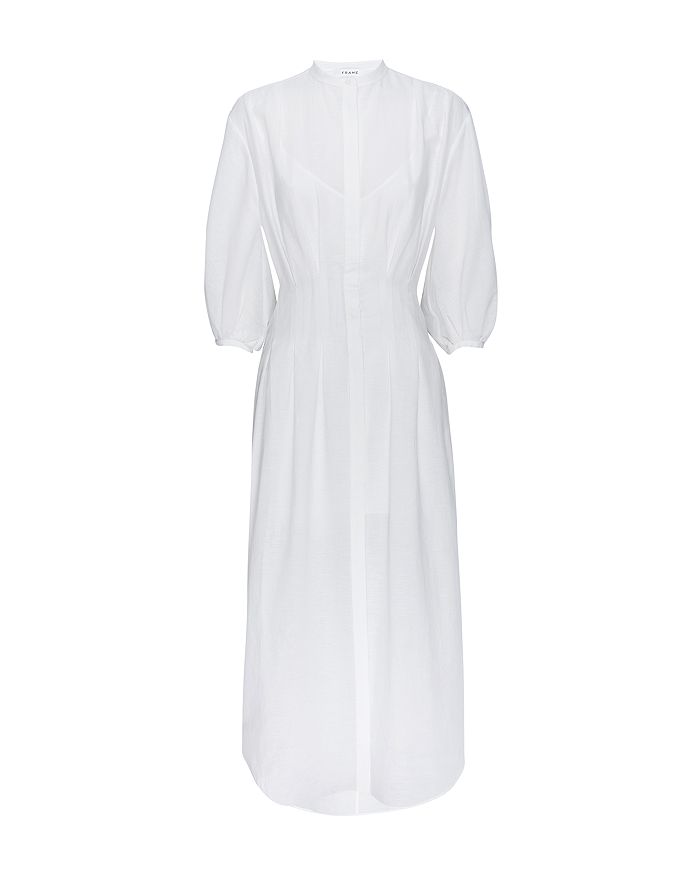 Frame Voluminous Sleeve Maxi Dress In Blanc