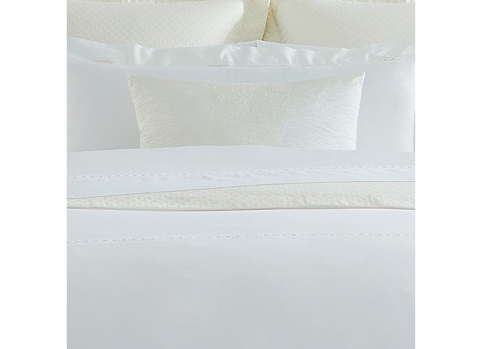 Sferra King 1,020 Thread Count Lace Sateen Flat Sheet In White