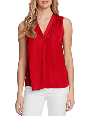 Vince Camuto Shirred High/low Tank In Rhubarb
