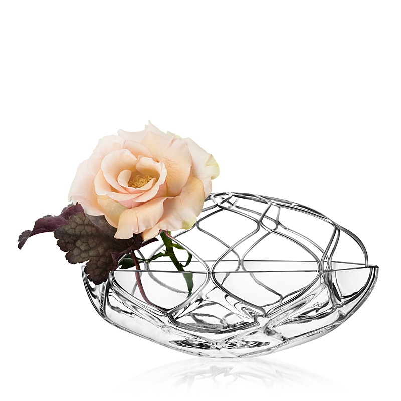 Orrefors Bloom Glass & Metal Round Vase