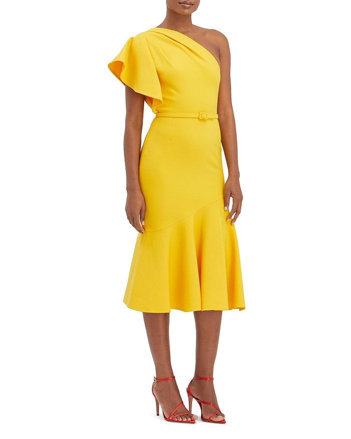 Oscar de la Renta Belted One Shoulder Dress | Bloomingdale's