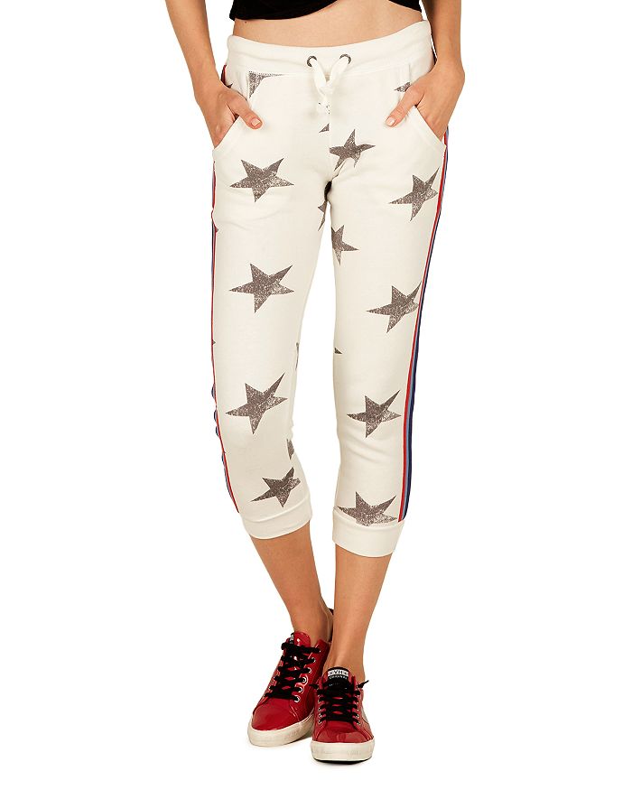 Vintage Havana Star Cropped Joggers In White/gray Star