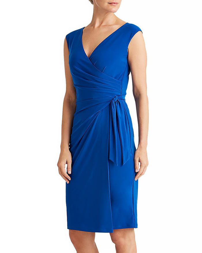 Ralph Lauren Lauren  Gathered Waist Dress In Portuguese Blue