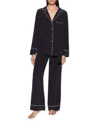 Equipment Avery Silk Pajama Set In True Black ModeSens