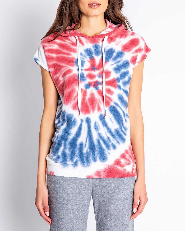 Pj Salvage American Tie Dye Short Sleeve Hoodie In Ivory ModeSens