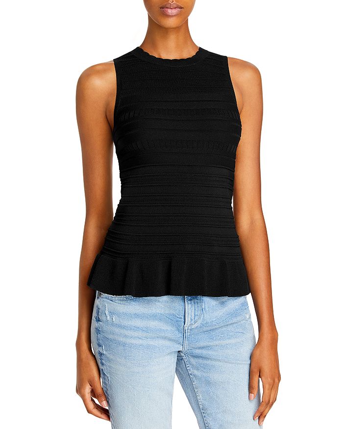 Aqua Texture Striped Sleeveless Knit Top - 100% Exclusive In Black