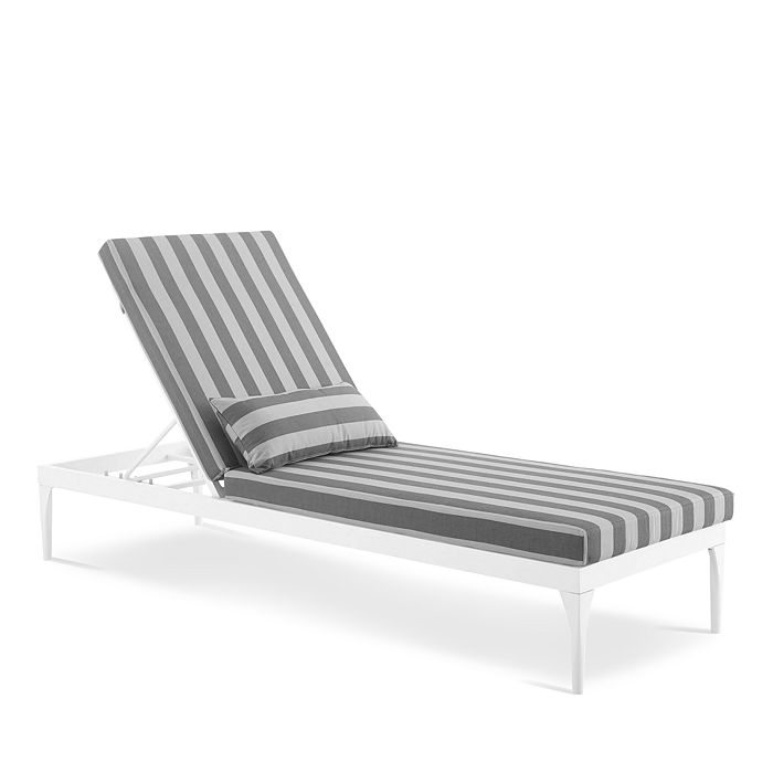 Modway Perspective Cushion Outdoor Patio Chaise Lounge Chair In White Striped Gray