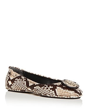 Tory Burch Minnie Leather Ballet Flats In Warm Roccia