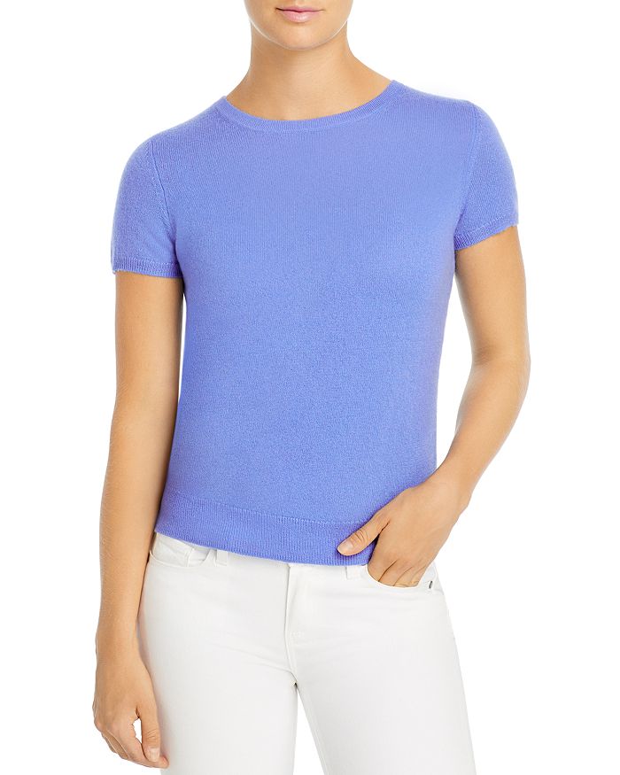 C By Bloomingdale's Short-sleeve Cashmere Sweater - 100% Exclusive In Periwinkle