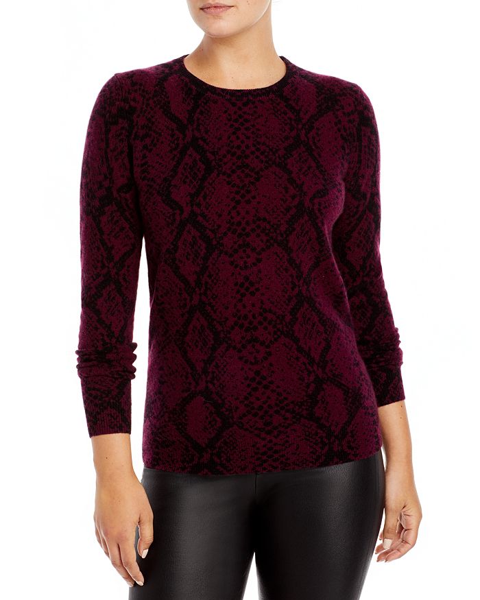 C By Bloomingdale's Snake Print Cashmere Sweater - 100% Exclusive In Wine