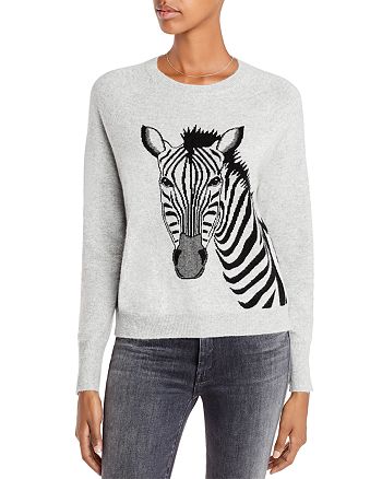 AQUA Zebra Graphic Cashmere Sweater - 100% Exclusive | Bloomingdale's