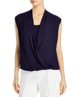 wrap front sleeveless top