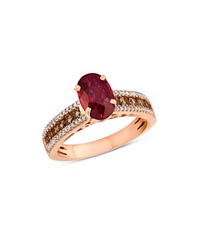 Bloomingdale's - Ruby, White Diamond and Brown Diamond Ring in 14K Rose Gold - 100% Exclusive