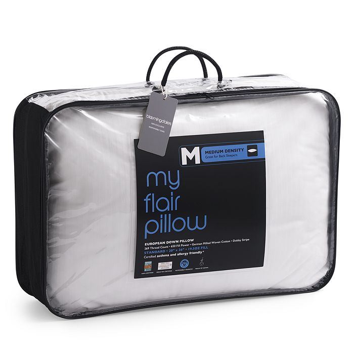Bloomingdale's My Flair Asthma & Allergy Friendly Down Standard Medium Pillow - 100% Exclusive In White