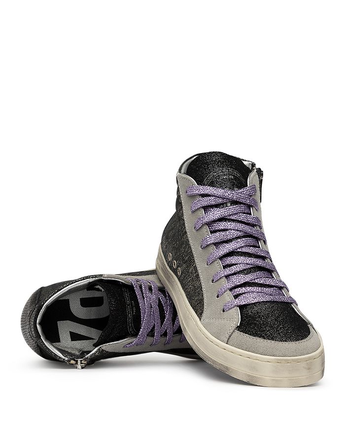 P448 Women's Skate High Top Glitter Platform Sneakers In Black & Loft | ModeSens