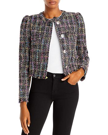 AQUA Puff Sleeve Tweed Jacket - 100% Exclusive | Bloomingdale's