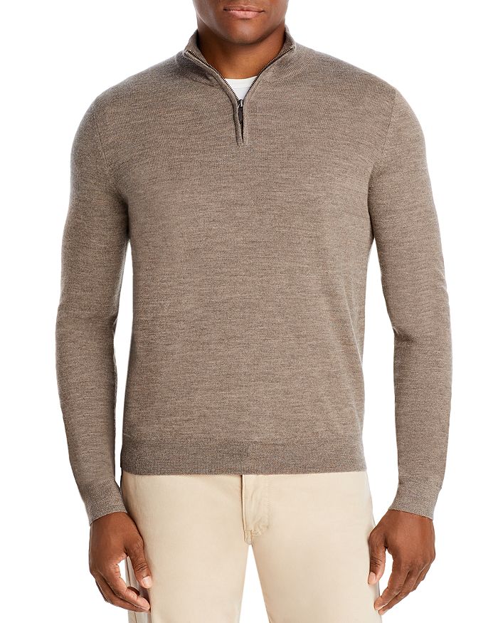 The Men's Store At Bloomingdale's Quarter-zip Merino Sweater - 100% Exclusive In Ash